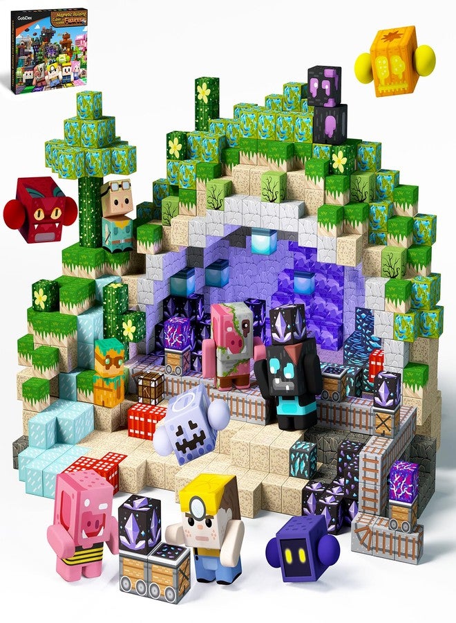GobiDex 108pcs Magnetic Blocks with Action Figures, Interactive Role-Playing Magnetic Building Toy Set, Toddlers STEM Learning Gift for Christmas - Image 1